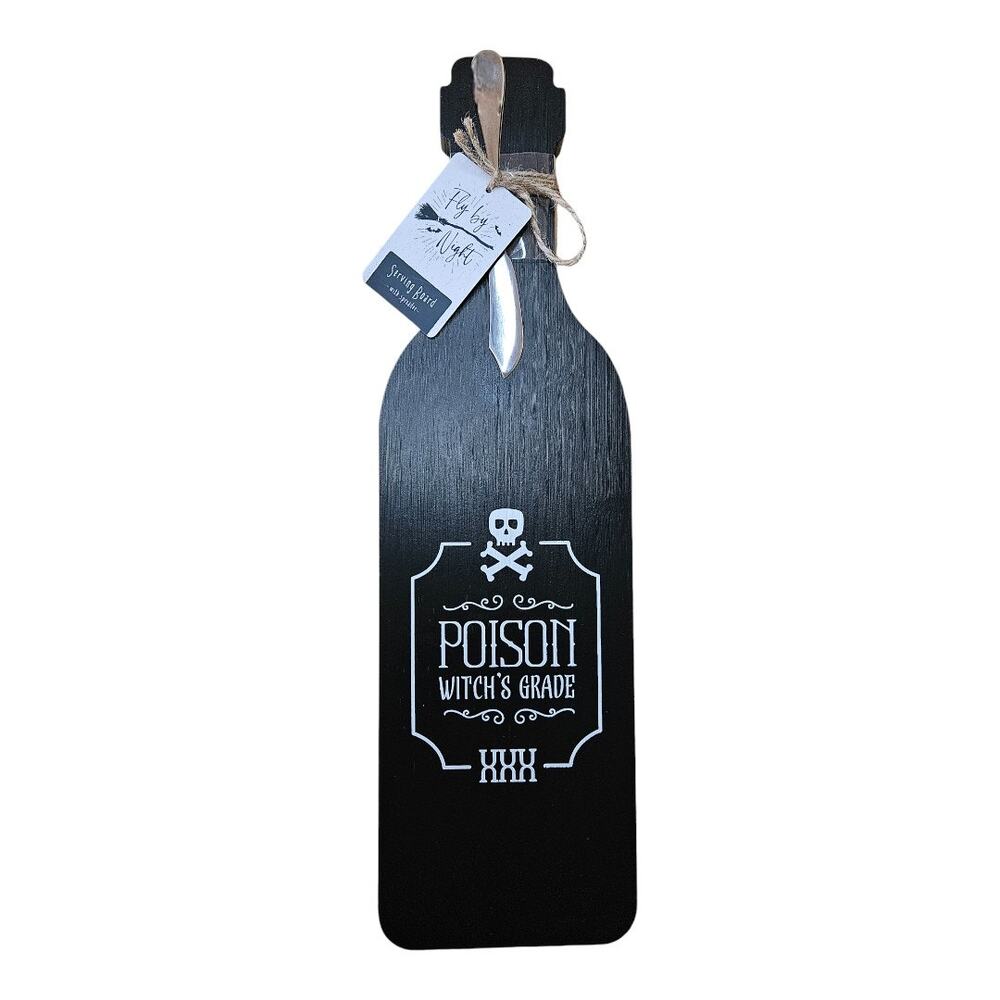 NEW Fly By Night Poison Witch Halloween Charcuterie Cheese Board & Spreader